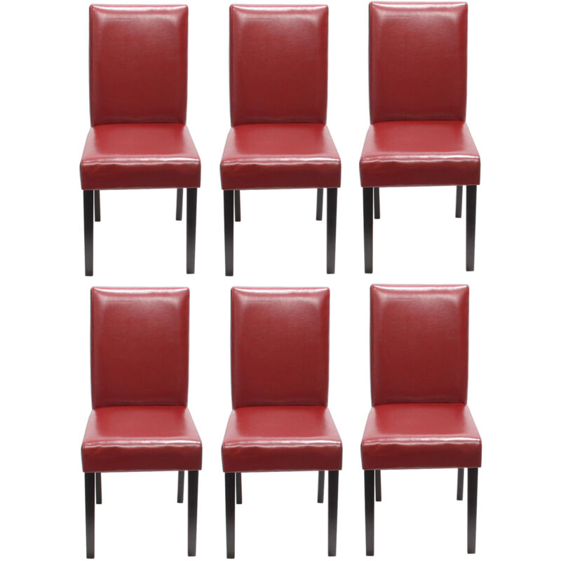 foto del prodotto set 6x sedie littau pelle soggiorno cucina sala da pranzo 43x56x90cm rosso piedi scuri