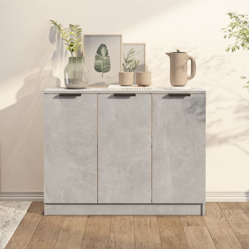 foto del prodotto vidaxl credenza grigio cemento 90,5x30x70 cm in legno multistrato