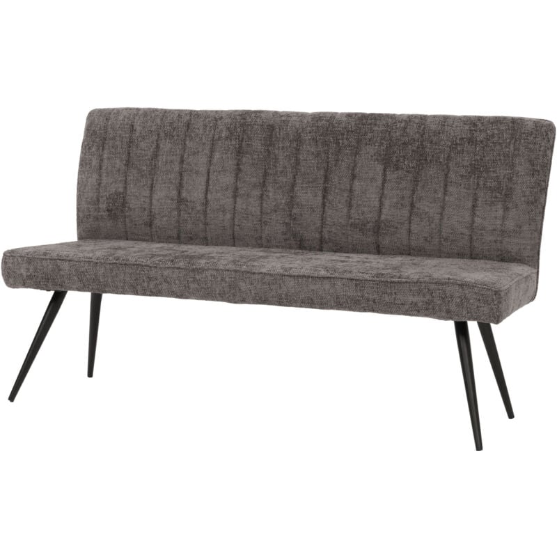 foto del prodotto panca hhg 187, panca per sala da pranzo imbottita, schienale stoffa tessuto ciniglia metallo 160cm, grigio marrone