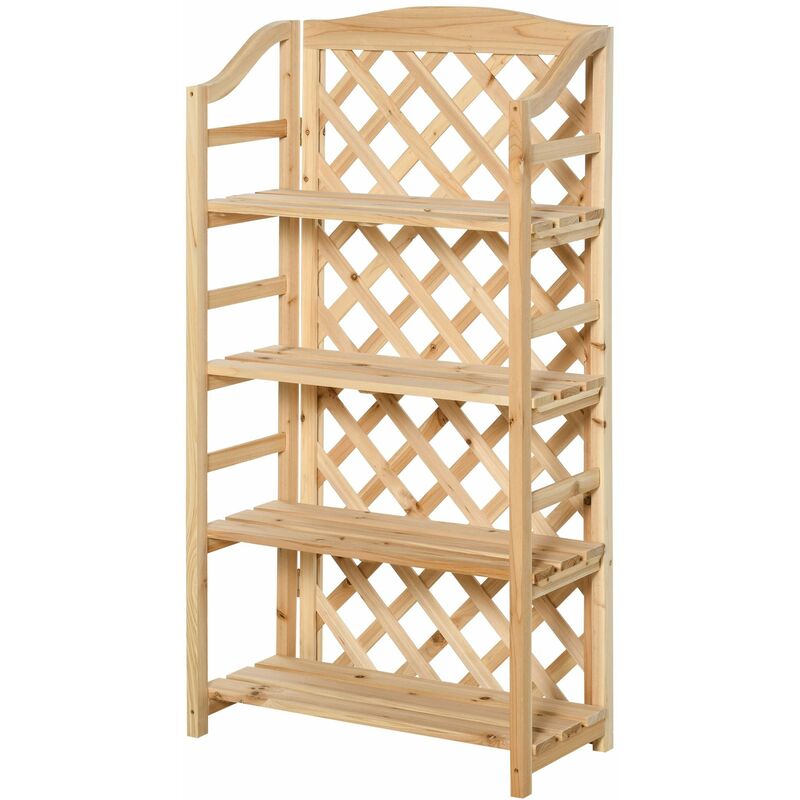 foto del prodotto portapiante fioriera da giardino 4 ripiani 67x33x123 cm in legno naturale