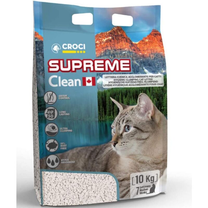 foto del prodotto lettiera supreme clean anti odore agglomerante confezione da 10 kg