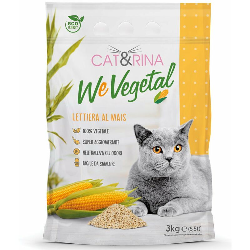foto del prodotto cat rina wevegetal puro mais lettiera ecologica super agglomerante neutralizza gli odori 5,5 litri