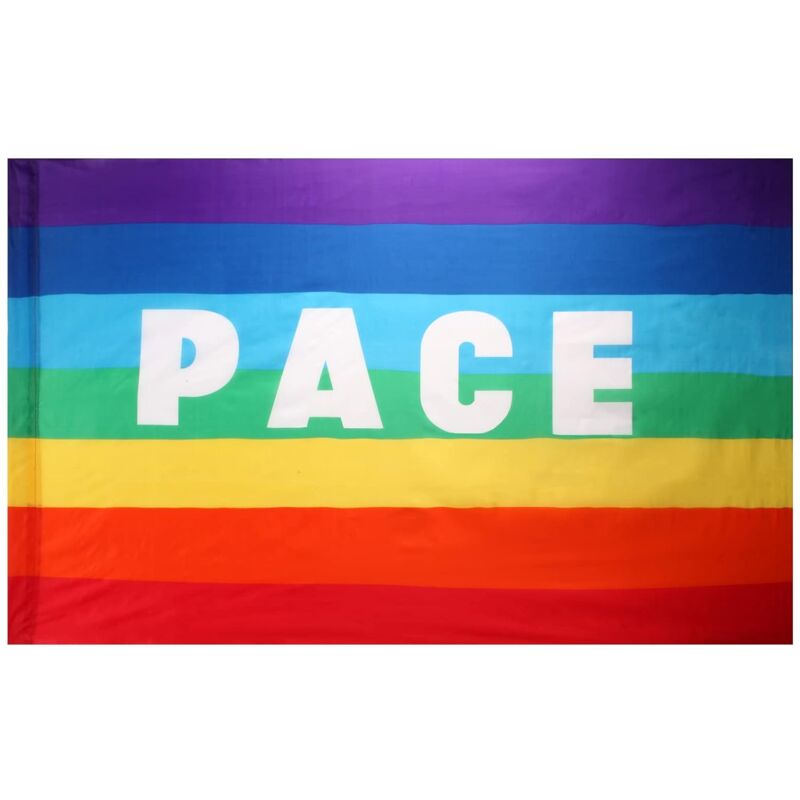 foto del prodotto crediri bandiera decorativa da giardino arcobaleno, bandiera della pace, bandiera da giardino, bandiera arcobaleno con pace 90x150cm, bandiera