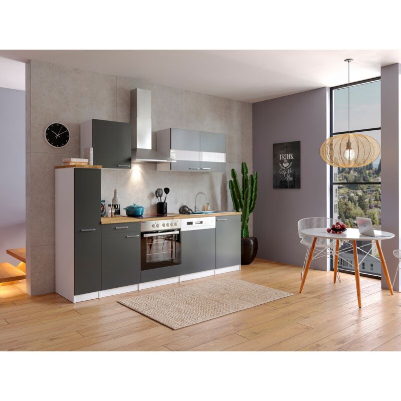 foto del prodotto cucina blocco cucina blocco cucina cucina componibile bianco grigio malia 250 cm respecta