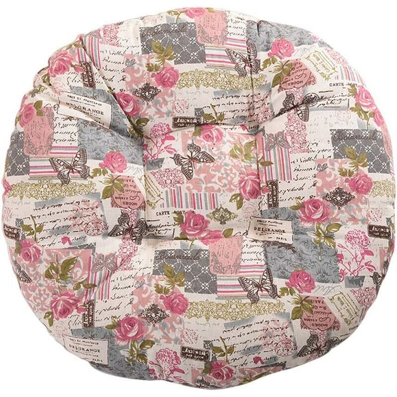 foto del prodotto crediri cuscino per sedia, rotondo, cuscino per seduta, motivo floreale, stampa animalier, cuscino per seduta, 40 cm, cotone e lino, rosa
