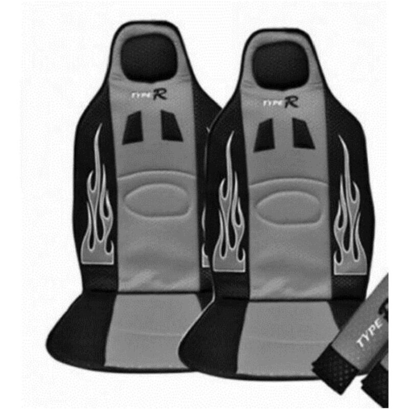 foto del prodotto trade shop traesio set 2 coprisedili coppia schienali racing universali auto grigi sportivi 