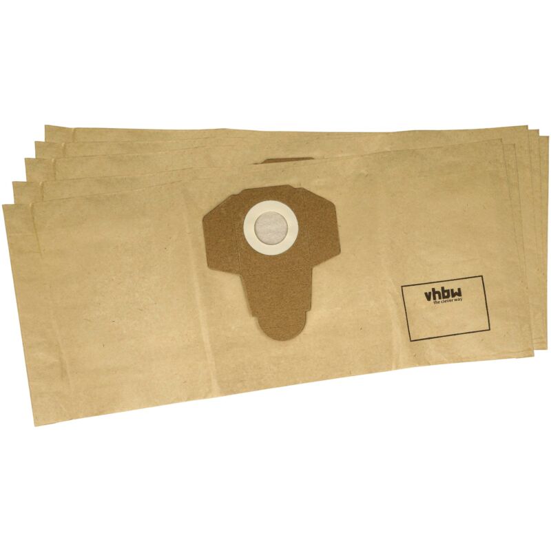foto del prodotto 5x sacchetto compatibile con parkside 315160, 296615, 290887, 279418, 270424, 55929 aspirapolvere carta, 58,5cm x 25,4cm marrone vhbw