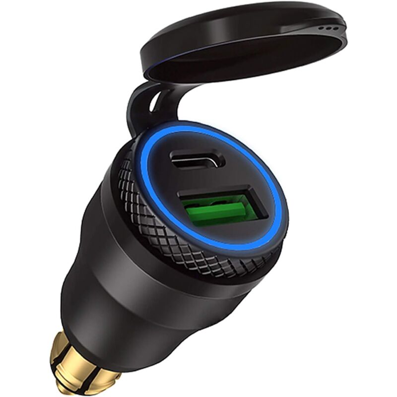 foto del prodotto kzq adattatore accendisigari usb per moto doppia presa usb 12v pd 3.0 e qc 3.0 per moto bmw