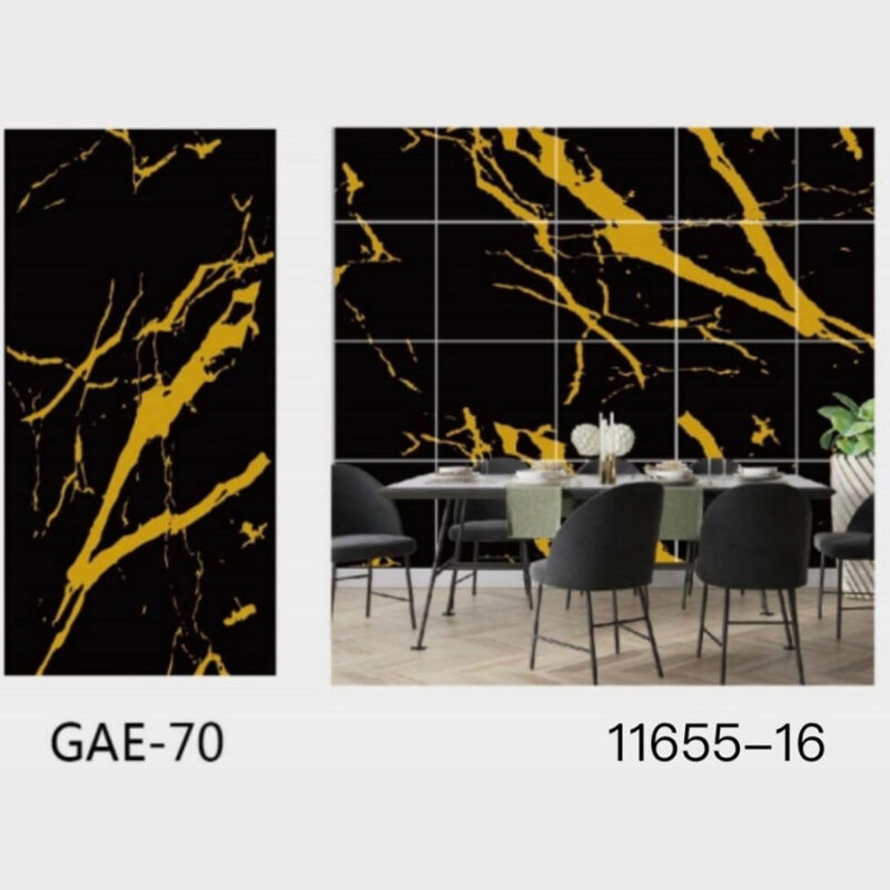 foto del prodotto trade shop traesio pannello adesivo effetto marmo nero striato oro pareti paraschizzi 300x60cm stanza 