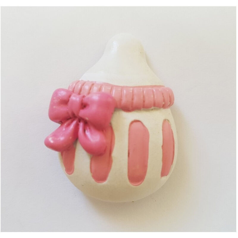 foto del prodotto trade shop traesio 12 pezzi bomboniera biberon rosa ciucciotto ceramica magnete battesimo nascita 