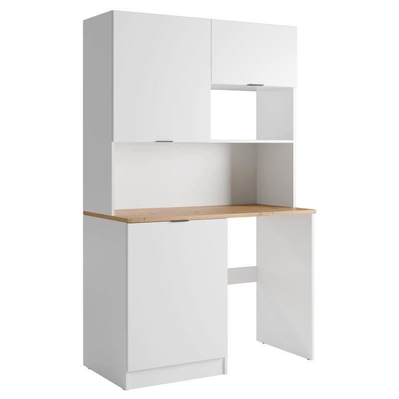 foto del prodotto cucina multifunzionale e lavanderia con piano di lavoro 120 cm bianco e naturale carmeo