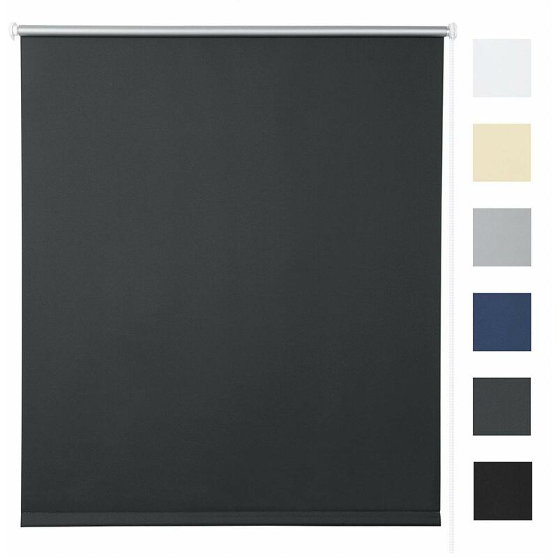 foto del prodotto woltu tenda a rullo oscurante termica isolante finestra porta senza fori carbone nero 80x210 cm