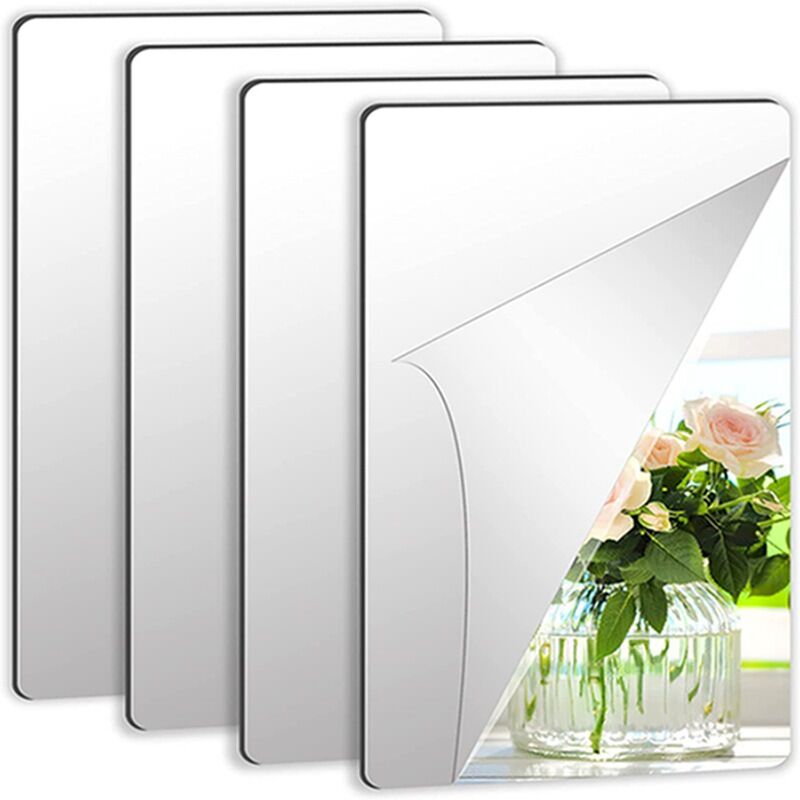 immagine 0 del prodotto set di adesivi per specchi argento 10 cm 15 cm 4 pezzi specchio per porta specchio in viscosa grande specchio in viscosa