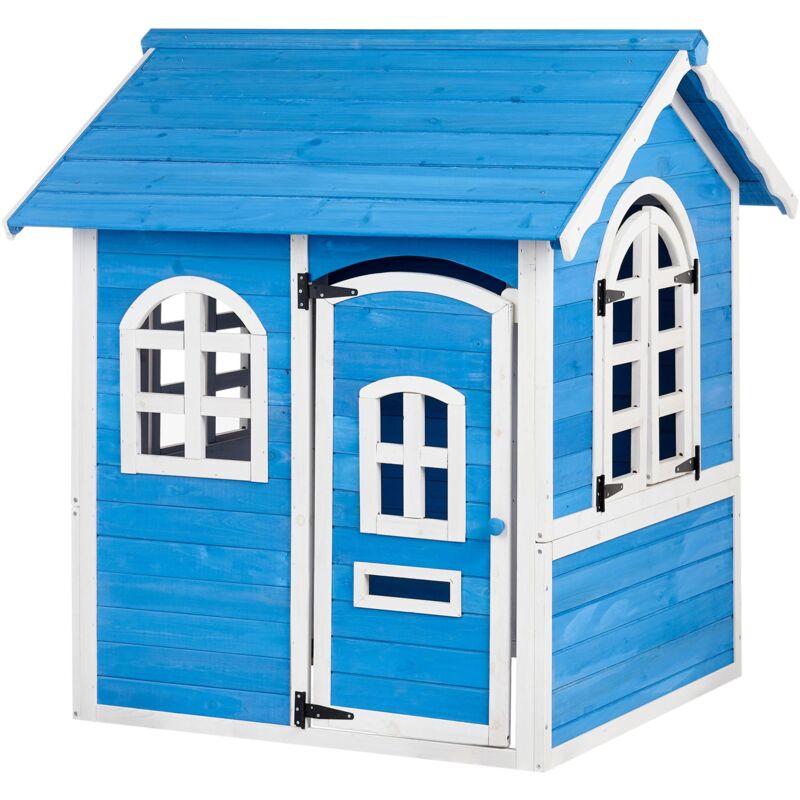 foto del prodotto beliani casetta da giardino per bambini casa in legno blu kokkoni