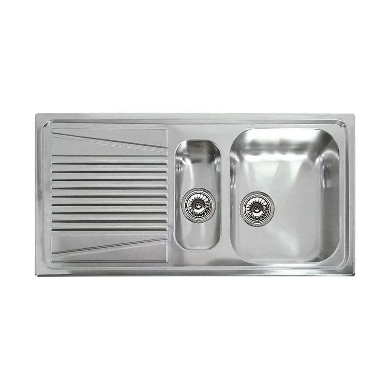 foto del prodotto river 475 lir475sacdx lavello da incasso 1,5 vasche gocciolatoio, acciaio inox satinato, 100x50 cm, da incasso, inox satinato elleci