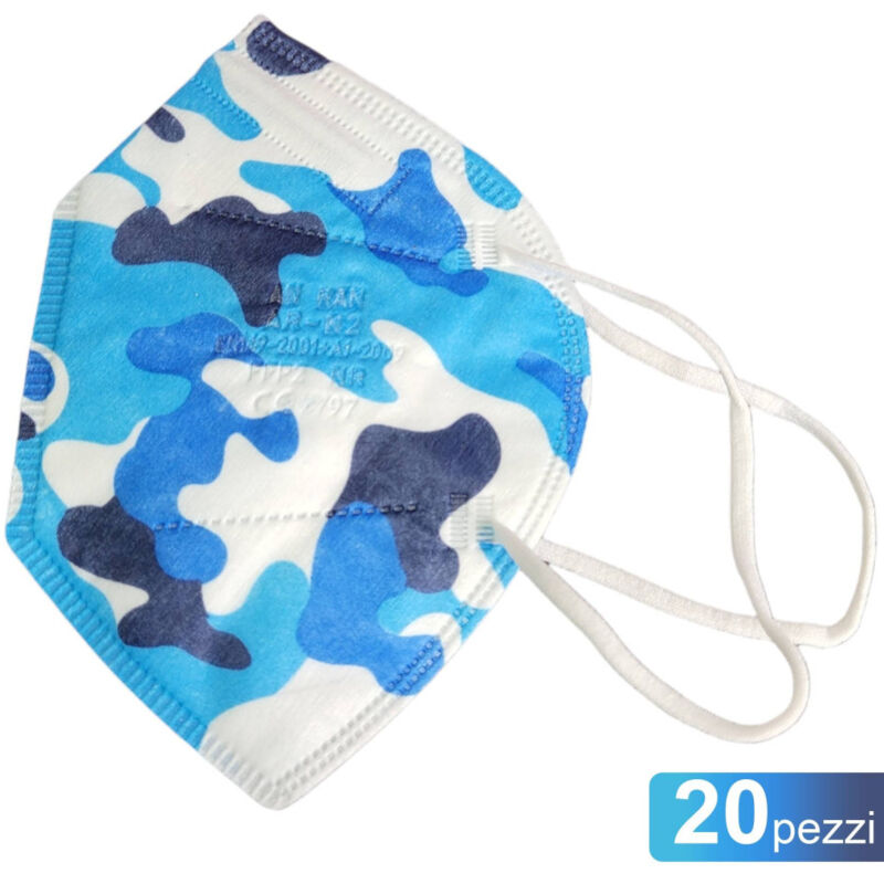 foto del prodotto trade shop traesio 20 mascherine protettive ffp2 senza valvola mascherina mimetica militare azzurro 