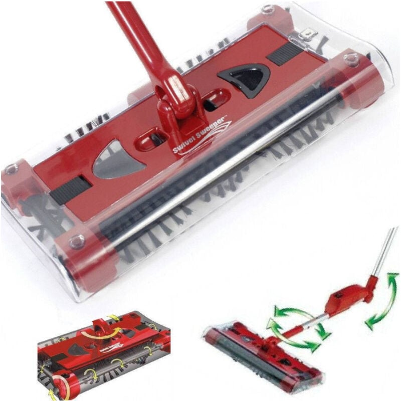 foto del prodotto trade shop traesio scopa elettrica rotante aspirapolvere manico ruotante swivel sweeper senza fili 