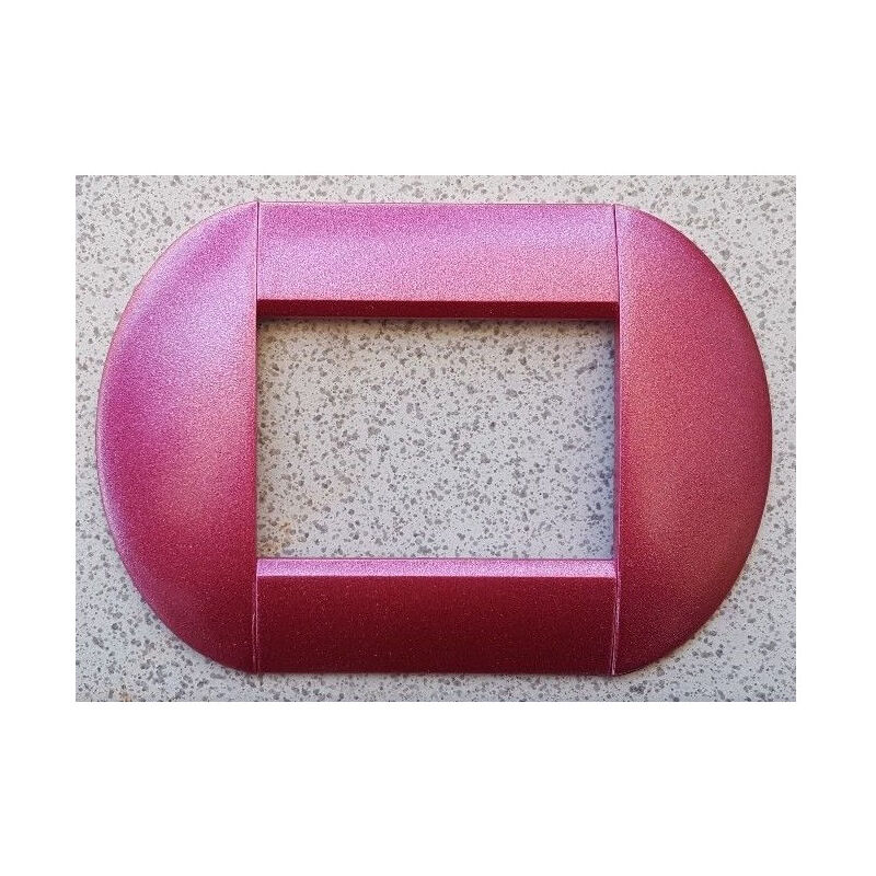 foto del prodotto trade shop traesio placca placche placchette compatibili living international light bombate bticino rosa metallizzato 3 fori 