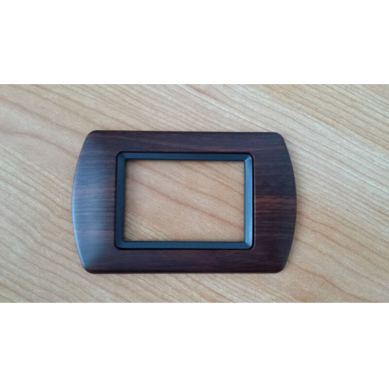 foto del prodotto trade shop traesio placchette placche in abs compatibili per serie living international placca legno scuro 3 fori 