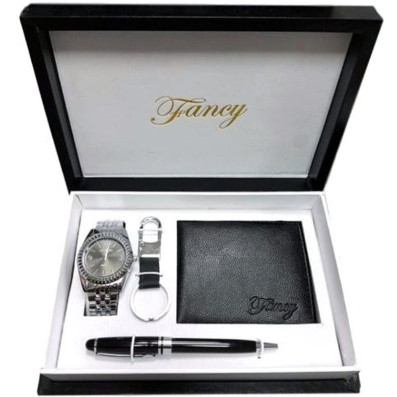 foto del prodotto trade shop traesio cofanetto set regalo elegante per uomo orologio portafoglio penna portachiavi 