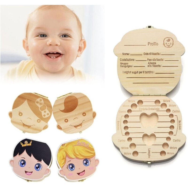 foto del prodotto trade shop traesio porta dentini scatola in legno per bambina femminuccia cofanetto ricordi neonato 