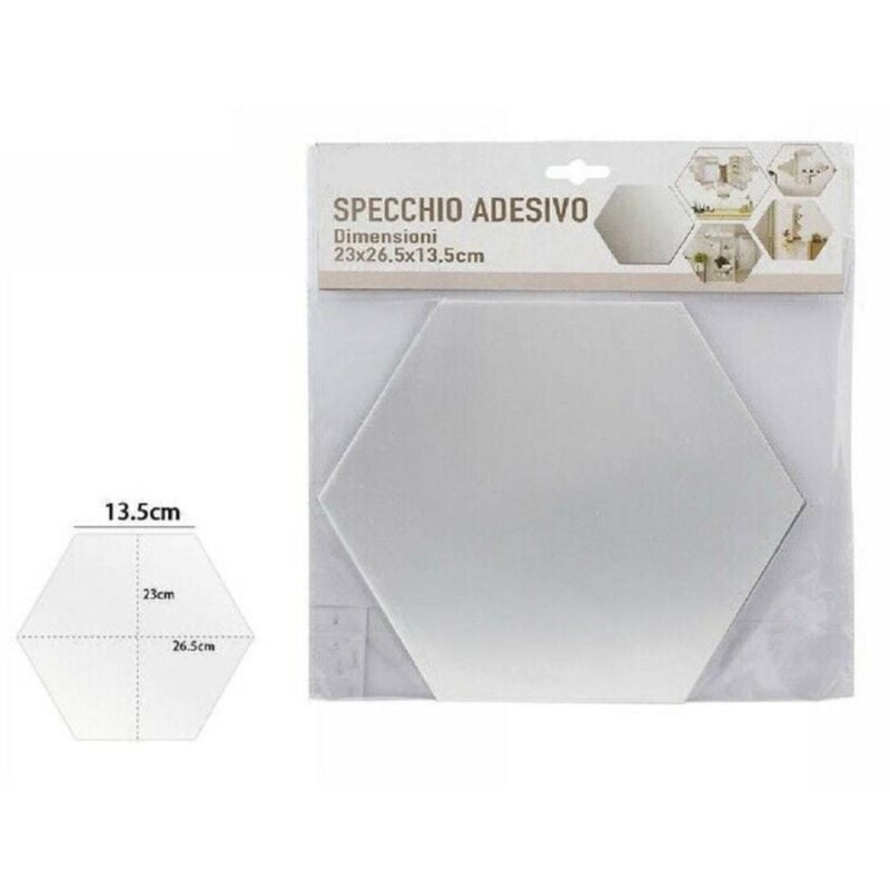 foto del prodotto trade shop traesio specchio adesivo esagonale adesiva murale arredamento casa 23x26.5x13.5cm 70878 