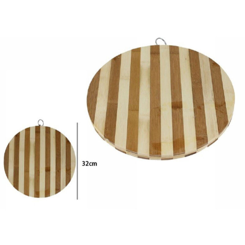 foto del prodotto trade shop traesio tagliere bambu legno bamboo naturale tavola affettare cucina rotondo 32cm 58376 