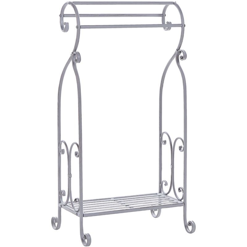 foto del prodotto beliani porta asciugamani da bagno a 3 binari stile vintage grigio linares