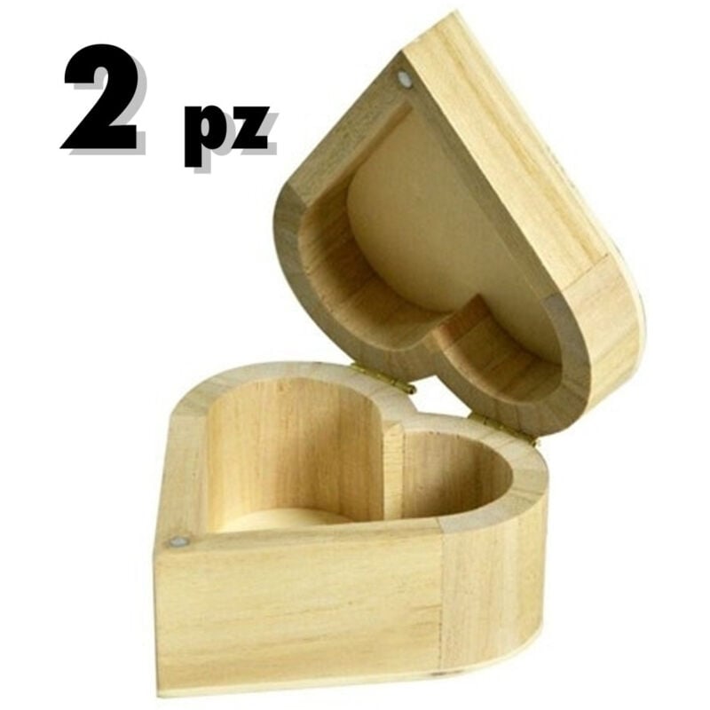 foto del prodotto trade shop traesio 2 scatole cuore scatola in legno portagioie decoupage cofanetto bomboniera 