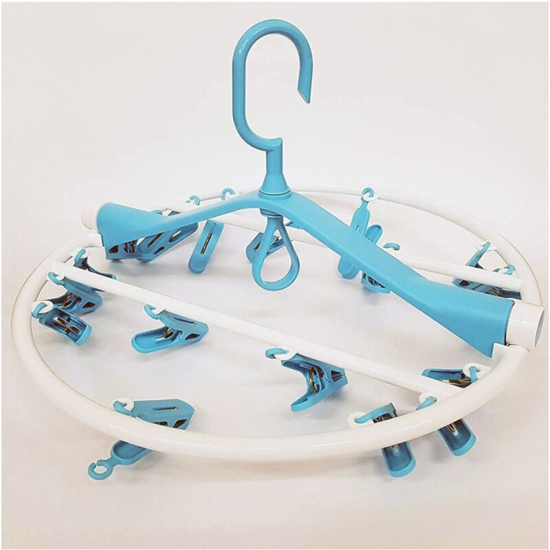 foto del prodotto trade shop traesio stendibiancheria 18 mollette 34x34cm gancio pieghevole stendino bucato plastica 