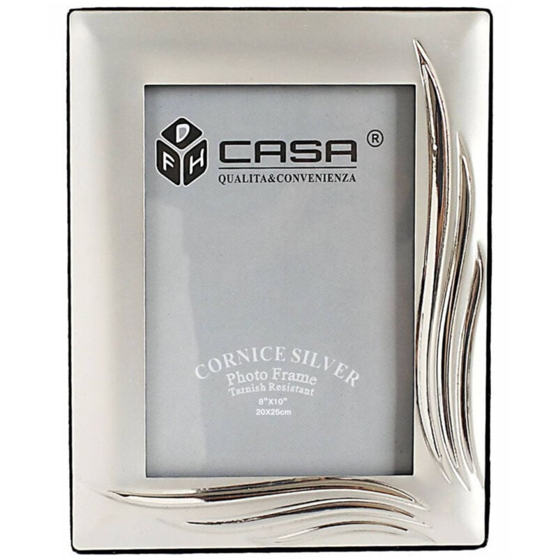 foto del prodotto trade shop traesio cornice portafoto porta foto fotografia 20x25cm silver foglie effetto satinato 