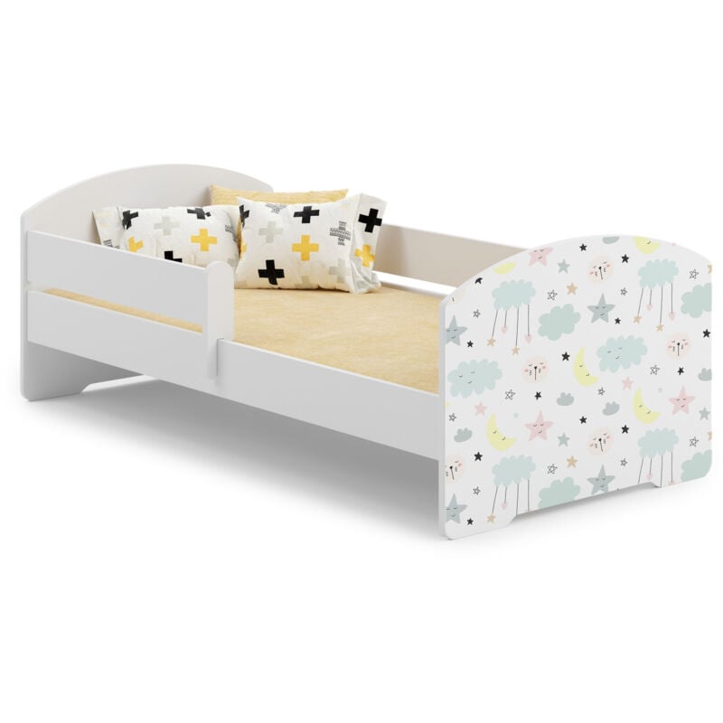 foto del prodotto letto singolo luk 140x70 con disegno stelle