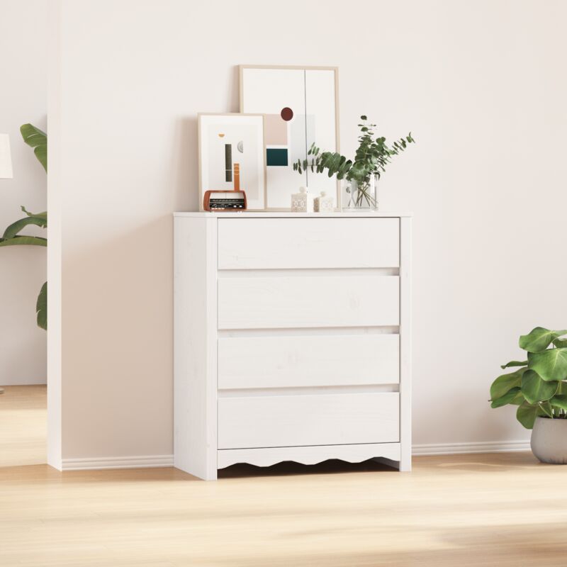 foto del prodotto cassettiera vidaxl drammen bianca 76,5x40x91 cm legno massello pino