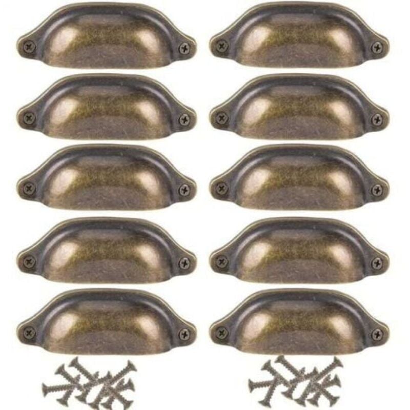 foto del prodotto 10 pezzi maniglia a conchiglia retr maniglia per mobili vintage per armadi guardaroba cassettiera