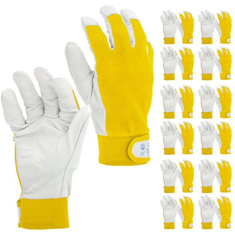 foto del prodotto sti guanti da lavoro in pelle di vitello e cotone antinfortunistica meccanica giardino 7 s pacco da 12pz 