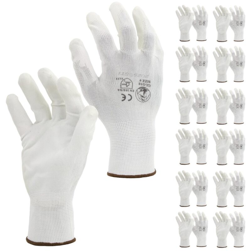 foto del prodotto sti guanti da lavoro spalmati in pu poliuretano bianco 8 m pacco da 12pz 