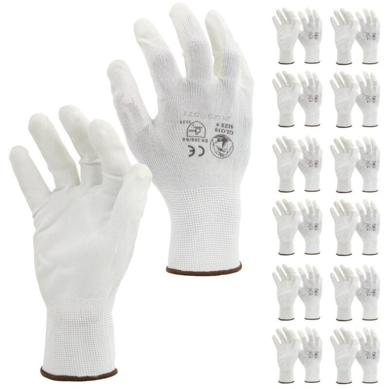 foto del prodotto sti guanti da lavoro spalmati in pu poliuretano bianco 9 l pacco da 12pz 