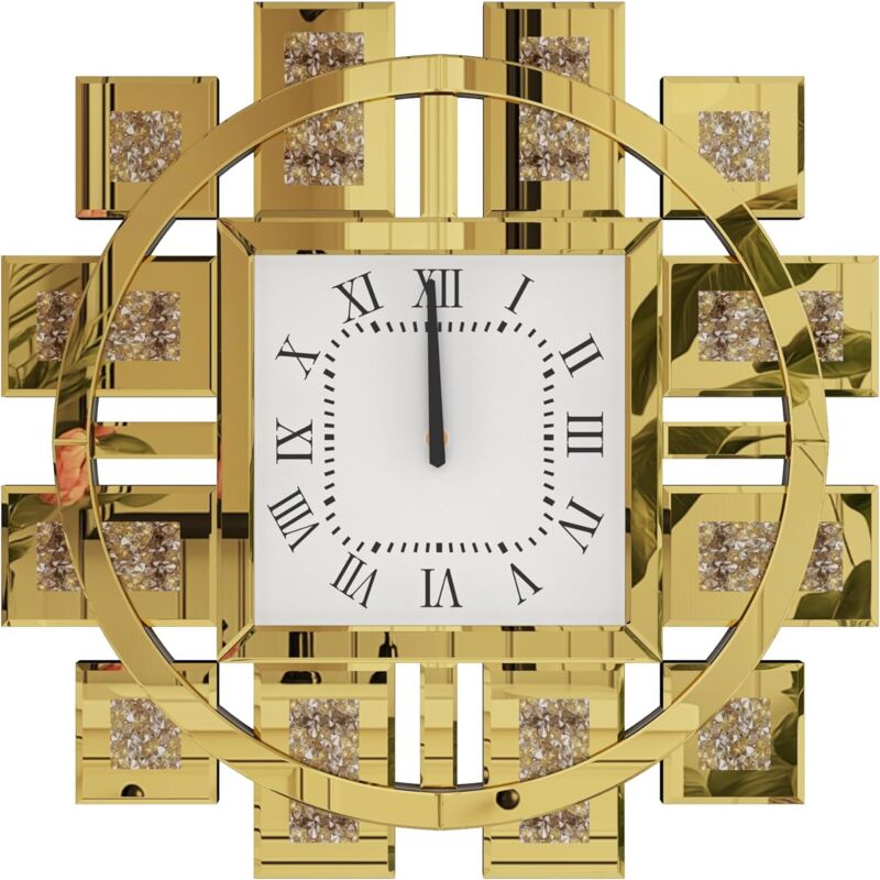 foto del prodotto luvodi diamante orologio decorativo da parete rotondo 60cm specchio a vetro orologio silenzioso da muro per cucina soggiorno entrata salotto