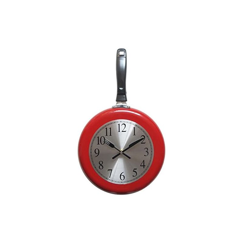 foto del prodotto kzq orologio da parete, orologio da parete da cucina con padella in metallo da 10 pollici, decorazione per la casa, orologio da parete a tema