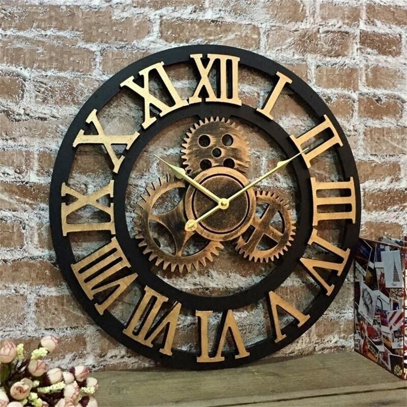 foto del prodotto kzq orologio da parete creativo retr in stile europeo 3d silenzioso, orologio da parete industriale, orologio da parete con personalit artistica,