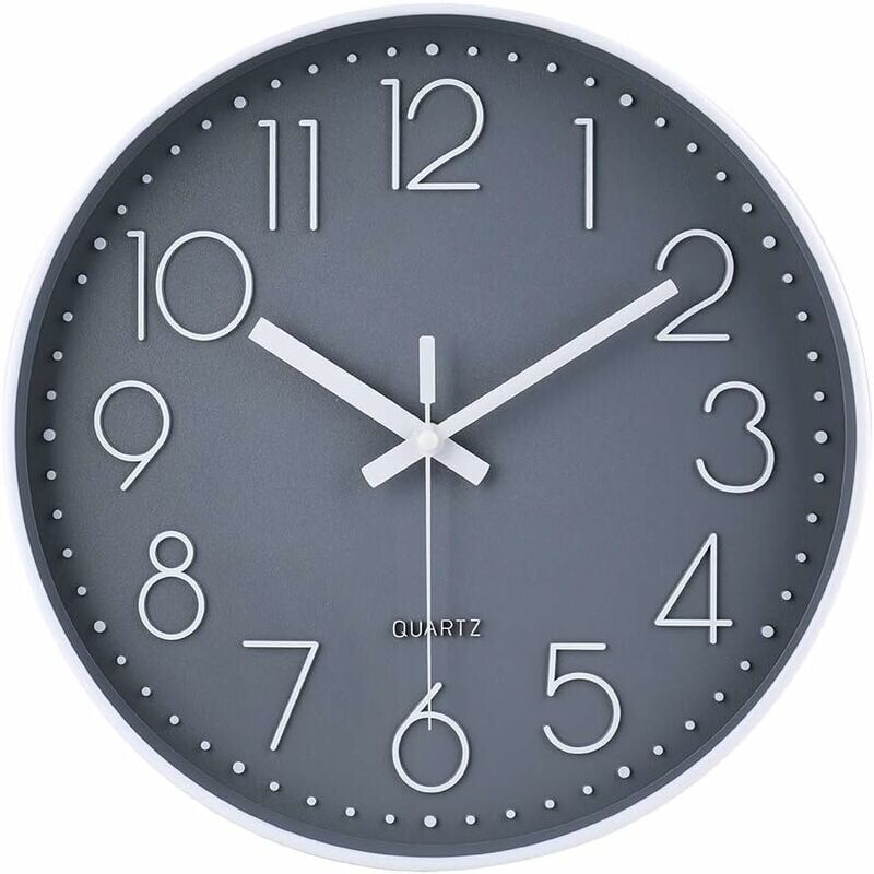 foto del prodotto orologio da parete moderno silenzioso senza ticchettio, orologio da parete silenzioso per camera da letto cucina soggiorno grigio 30 cm