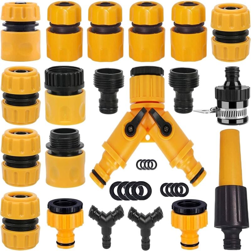 foto del prodotto kzq confezione da 20 connettori per tubo da giardino, adattatori per rubinetto per tubo da giardino, sdoppiatori per tubo a y, connettori