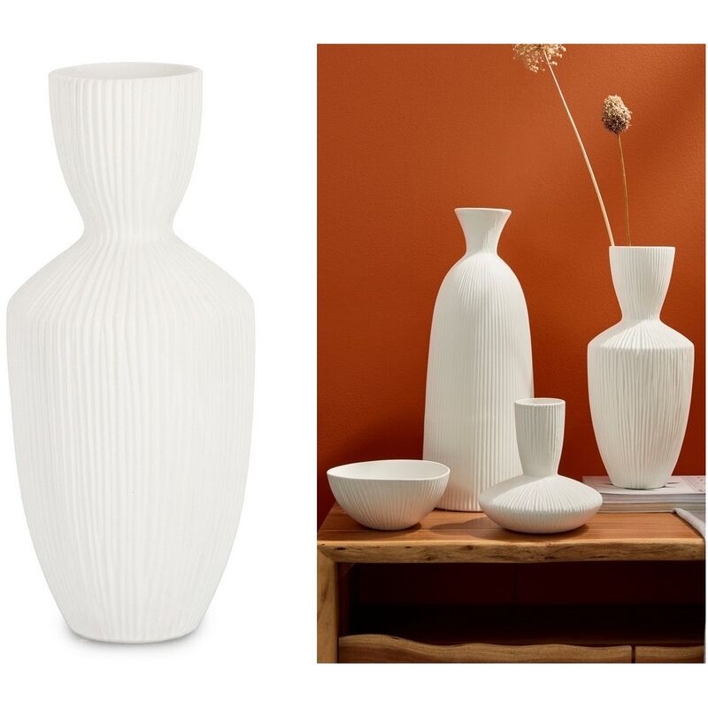 foto del prodotto vaso ceramica striped bianco h.36 bizzotto