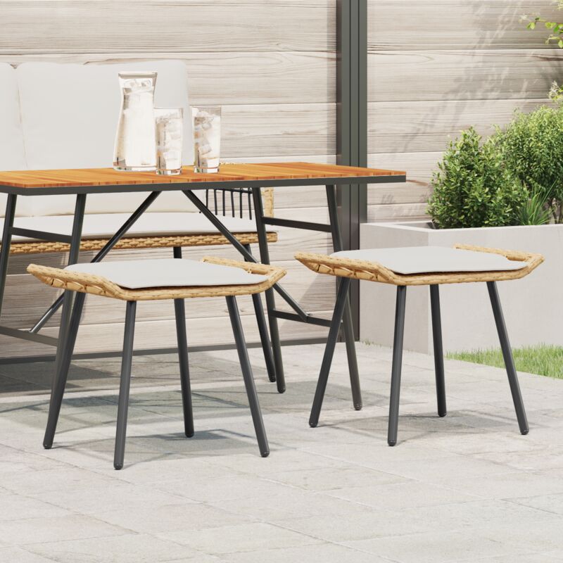 foto del prodotto vidaxl sgabelli da giardino 2 pcs naturale 50x40x45 cm polyrattan