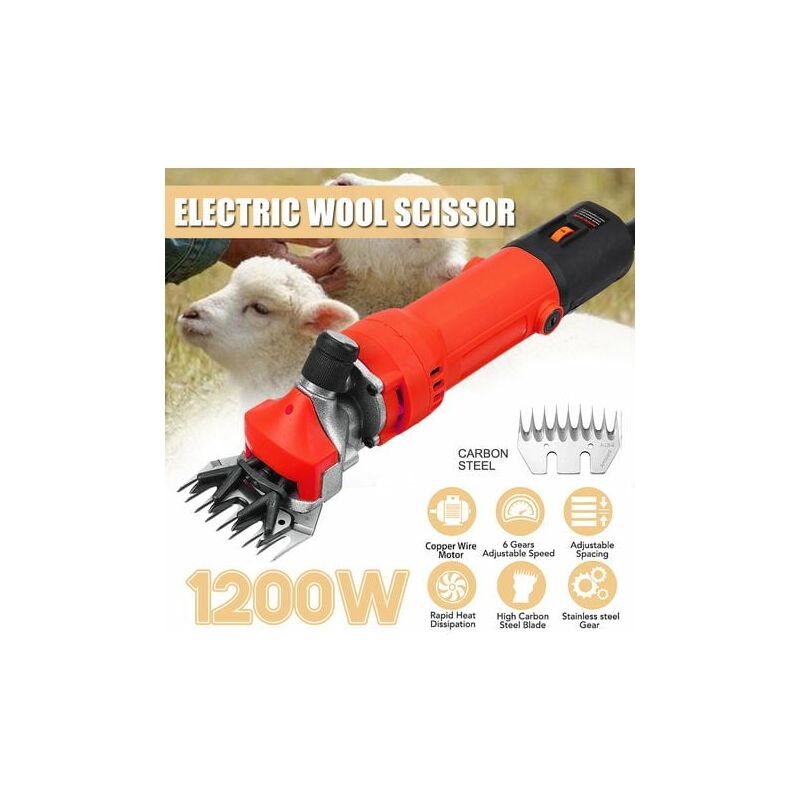 foto del prodotto kzq tosatrice elettrica per pecore, 1200 w, 6 velocit , professionale, regolabile, per lavori pesanti, per capre, lama, cavalli, animali da