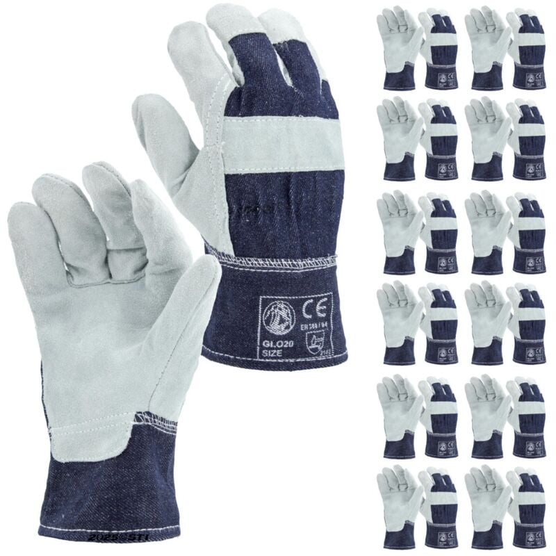 foto del prodotto sti guanti crosta bovino e cotone antinfortunistica lavoro meccanica 10 xl pacco da 12pz 