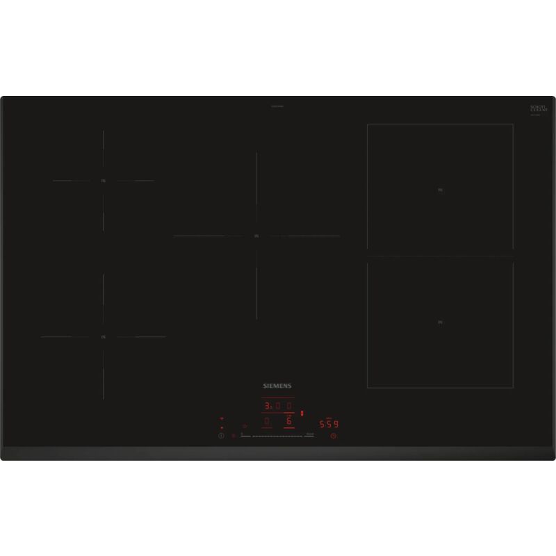 foto del prodotto iq500 ed851hwb1e piani di cottura neri integrati 80 cm senza piano cottura di induzione 4 zona e siemens