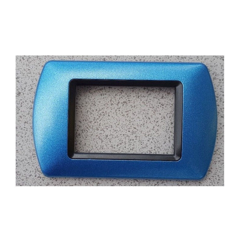 foto del prodotto traesio placchette placche in abs compatibili per serie living international placca blu cielo metallizzato 4 fori trade shop