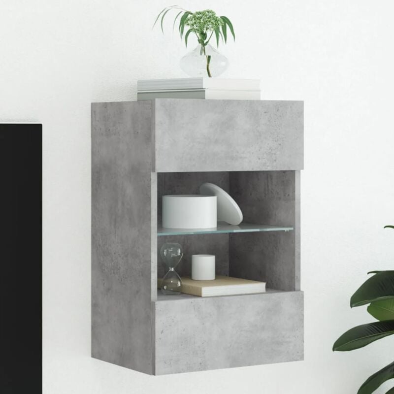 foto del prodotto vidaxl mobile tv a parete con luci led grigio cemento 40x30x60,5 cm