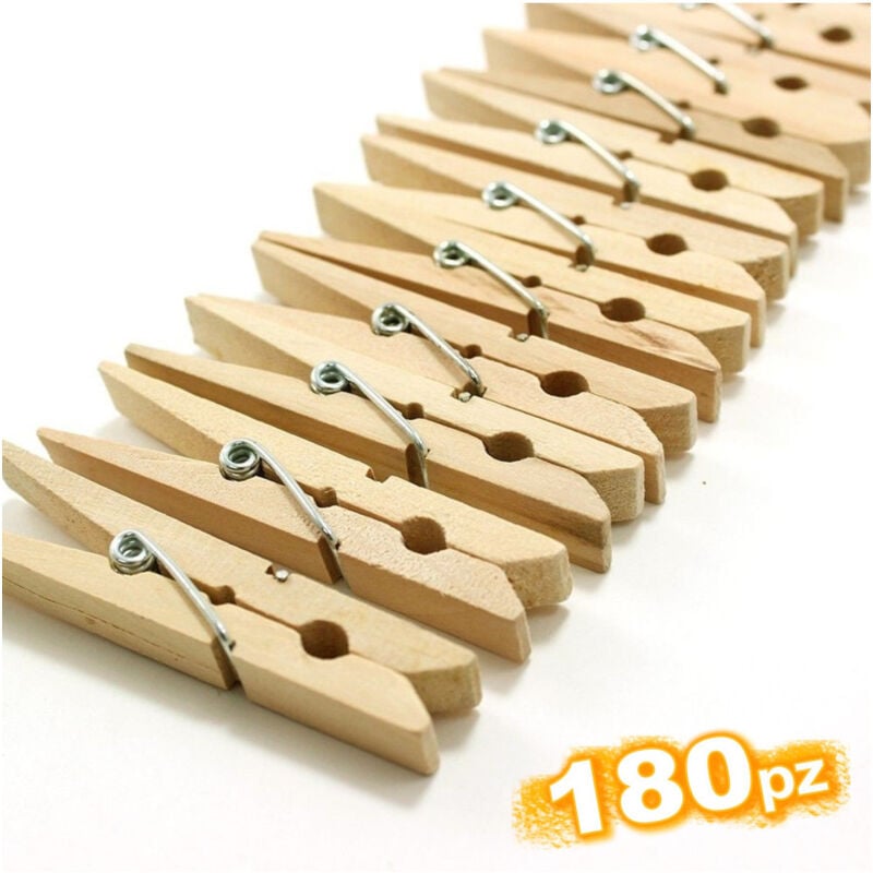 foto del prodotto 180 mollette per decorazioni bucato panni legno stendino lavaggio decoupage trade shop traesio